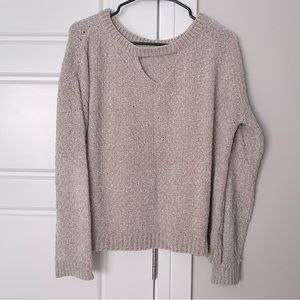 Soft Knit thread Cream Tan Womens Sweater Size XS Loose fit Oversized